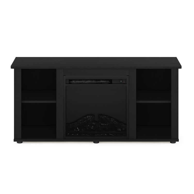 Pemberly Row Contemporary TV Stand with Fireplace in Americano