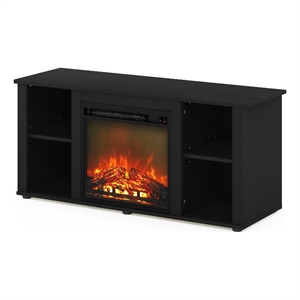 Pemberly Row Contemporary TV Stand with Fireplace in Americano