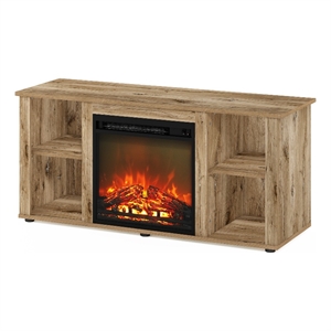 Pemberly Row Entertainment Center TV Stand with Fireplace for TV Flagstaff Oak