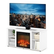 Pemberly Row Contemporary TV Stand with Fireplace in Solid White