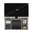 Pemberly Row Contemporary TV Stand with Fireplace in French Oak Gray