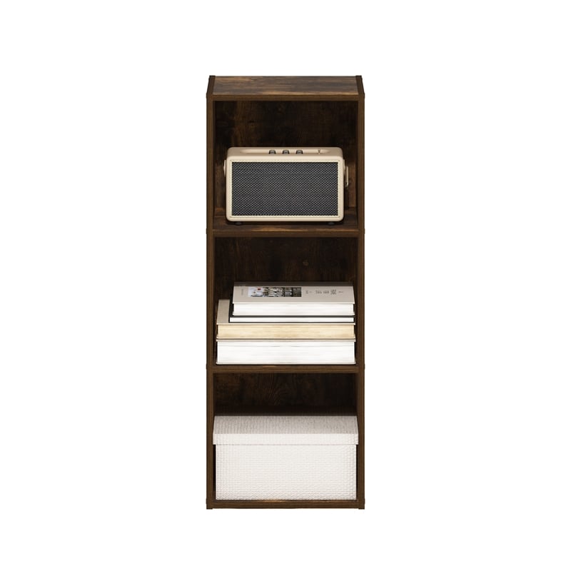 Pemberly Row 3-Tier No Tool Assembly Open Shelf Bookcase in Amber Pine
