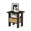 Pemberly Row Wood End Table with Bin Drawer in Espresso (Set of 2)