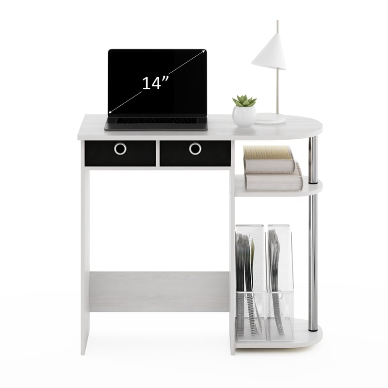 Pemberly Row Laptop/Notebook/Computer Desk/Table in White Oak/Chrome