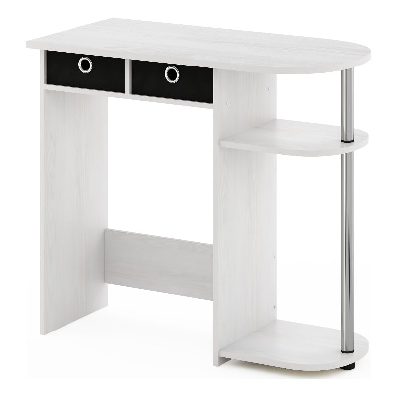 Pemberly Row Laptop/Notebook/Computer Desk/Table in White Oak/Chrome