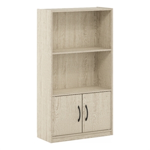 Pemberly Row 3-Tier Bookcase with 2 Doors Storage Cabinet in Metropolitan Pine