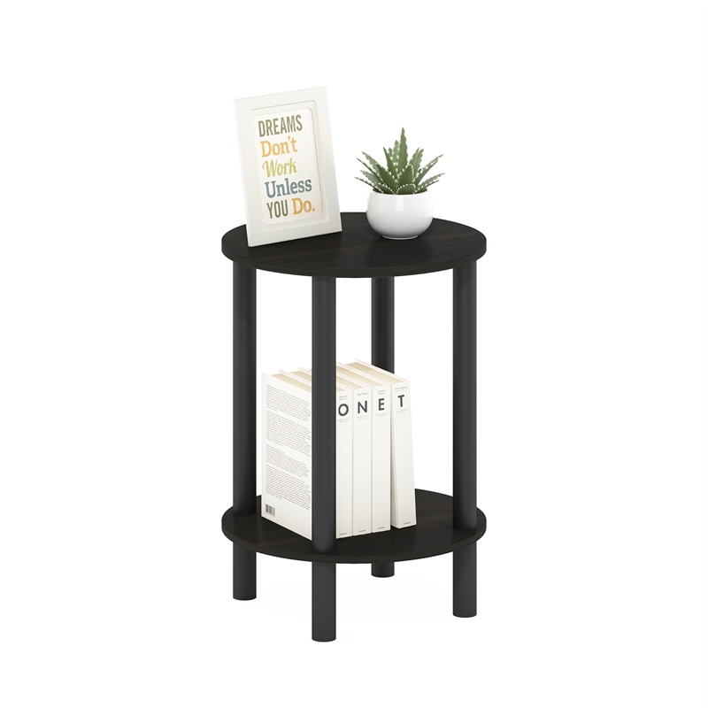 Pemberly Row Turn-N-Tube 2-Tier Round Wood End Table in Espresso
