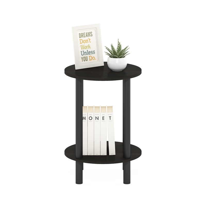 Pemberly Row Turn-N-Tube 2-Tier Round Wood End Table in Espresso
