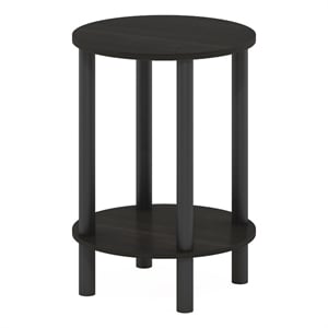 Pemberly Row Turn-N-Tube 2-Tier Round Wood End Table in Espresso
