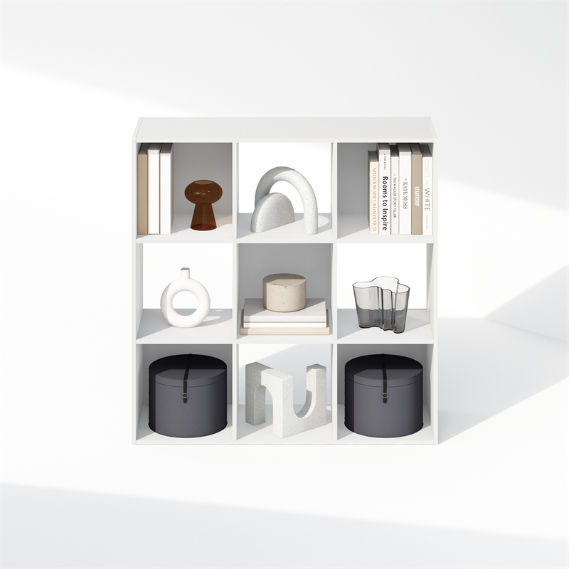 Pemberly Row Cubic Storage Cabinet in Bookcase in Bookshelf in 9-Cube in White