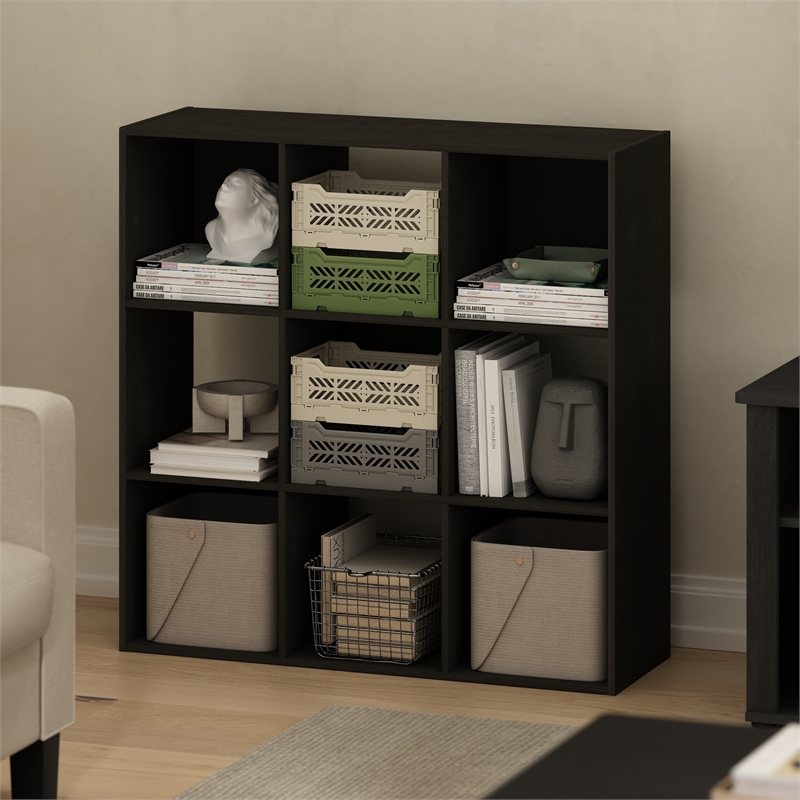 Pemberly Row Cubic Storage Cabinet in Bookcase in Bookshelf in 9-Cube Espresso