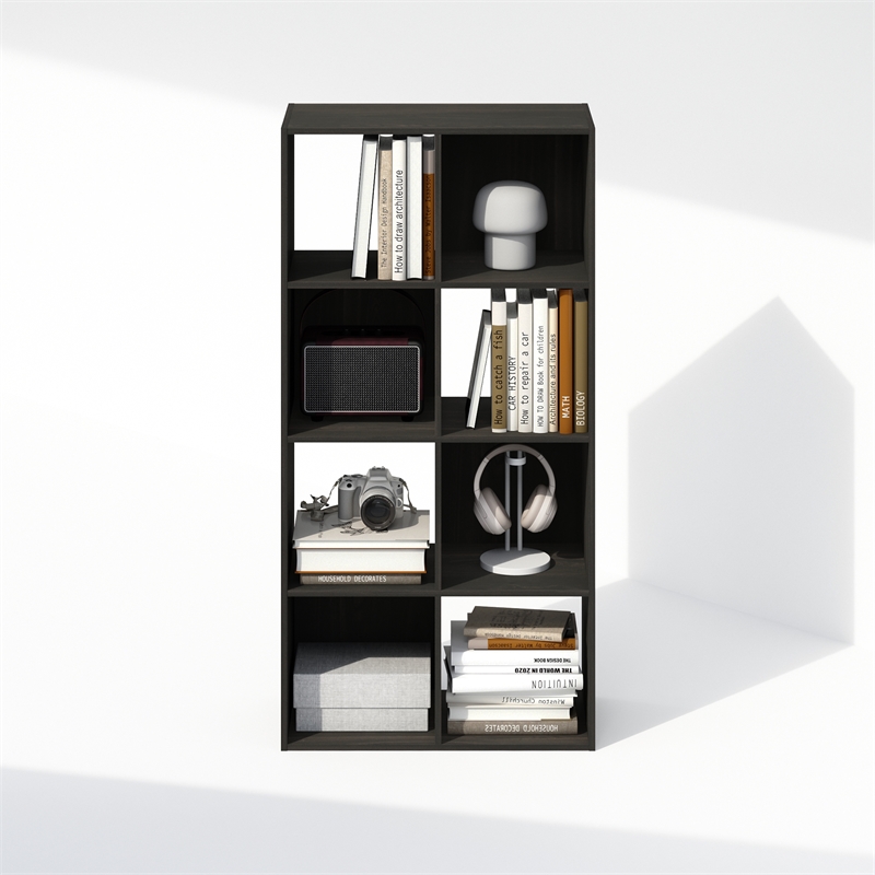 Pemberly Row Cubic Storage Cabinet in Bookcase in Bookshelf in 8-Cube Espresso