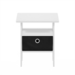 Pemberly Row End Table Nightstand with Bin Drawer in White/Black