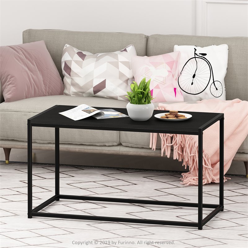Pemberly Row Engineered Wood Living Coffee Table in Americano Black