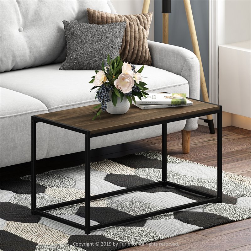Pemberly Row Engineered Wood Living Coffee Table in Columbia Walnut