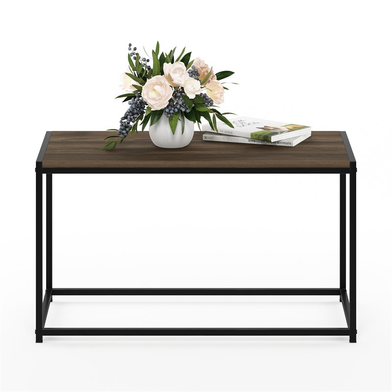 Pemberly Row Engineered Wood Living Coffee Table in Columbia Walnut