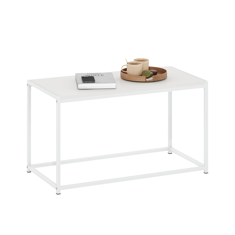 Pemberly Row Contemporary Living Coffee Table in Solid White