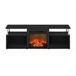 Pemberly Row Open Storage Fireplace Entertainment Americano/Stainless Steel