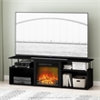 Pemberly Row Open Storage Fireplace Entertainment Americano/Stainless Steel