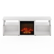 Pemberly Row Open Storage Fireplace Entertainment White Oak/Stainless Steel
