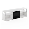 Pemberly Row Open Storage Fireplace Entertainment White Oak/Stainless Steel