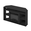 Pemberly Row Corner TV Stand with Fireplace for TV up to 55 Inches Americano