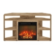 Pemberly Row Corner TV Stand with Fireplace for TV up to 55 Flagstaff Oak