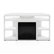 Pemberly Row Corner TV Stand with Fireplace for TV up to 55 Inches Solid White