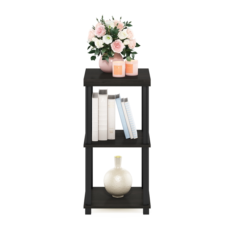 Pemberly Row Turn-N-Tube 3-Tier End Table in Side Table in Espresso/Black