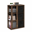 Pemberly Row 3-Tier Bookshelf Organizer with Bins in Amber Pine