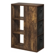 Pemberly Row 3-Tier Bookshelf Organizer with Bins in Amber Pine