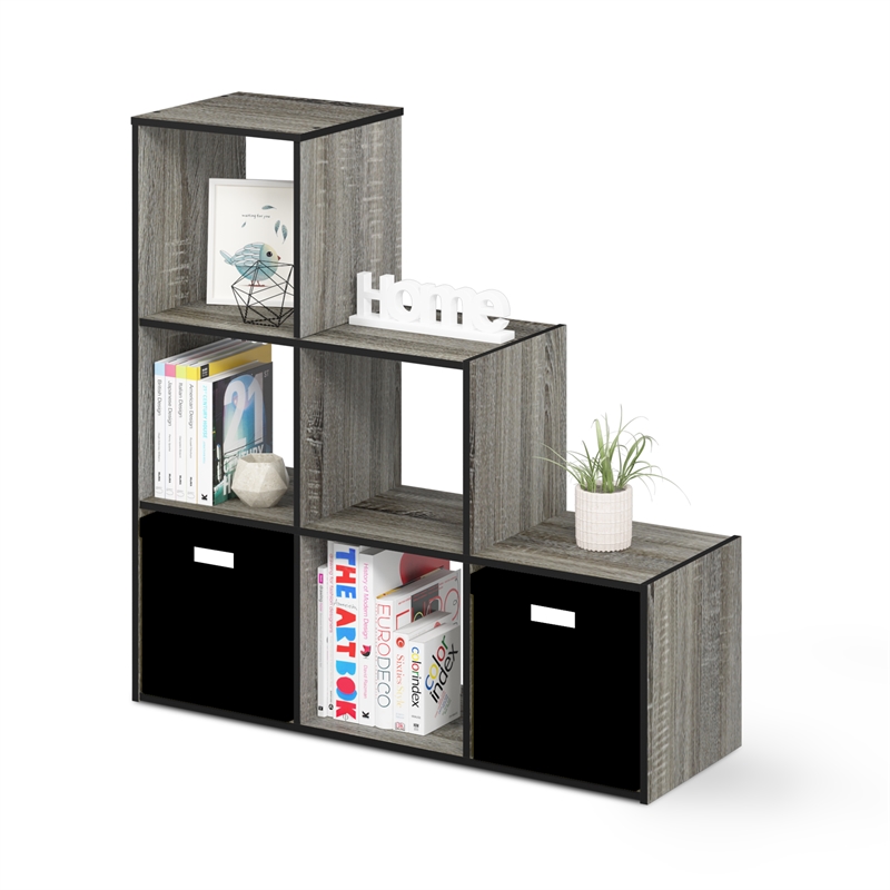 Pemberly Row Cubic Storage Cabinet in 3-2-1 in French Oak/Black