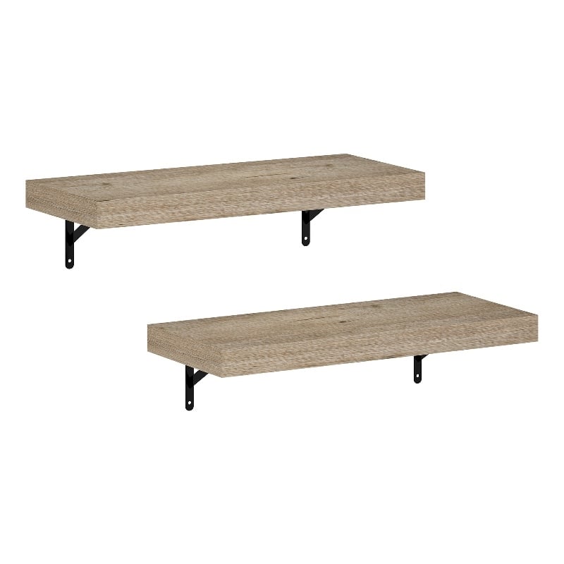 Pemberly Row 22-Inch Wall Mounted Floating Display Shelves in Natural Set of 2