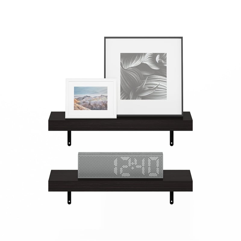Pemberly Row 22-Inch Wall Mounted Floating Display Shelves in Tobacco Set of 2
