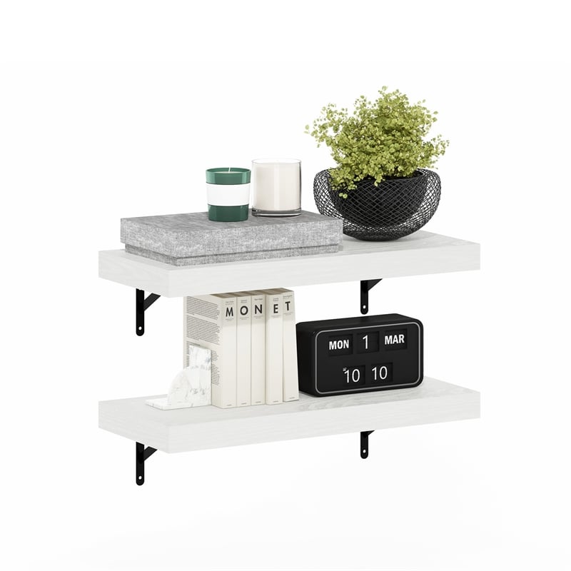 Pemberly Row 22-Inch Wall Mounted Floating Display Shelves in White Set of 2