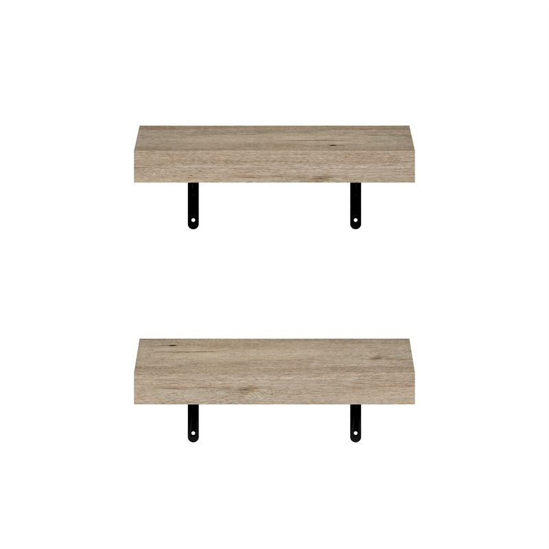 Pemberly Row 15-Inch Wall Mounted Floating Display Shelves in Natural Set of 2