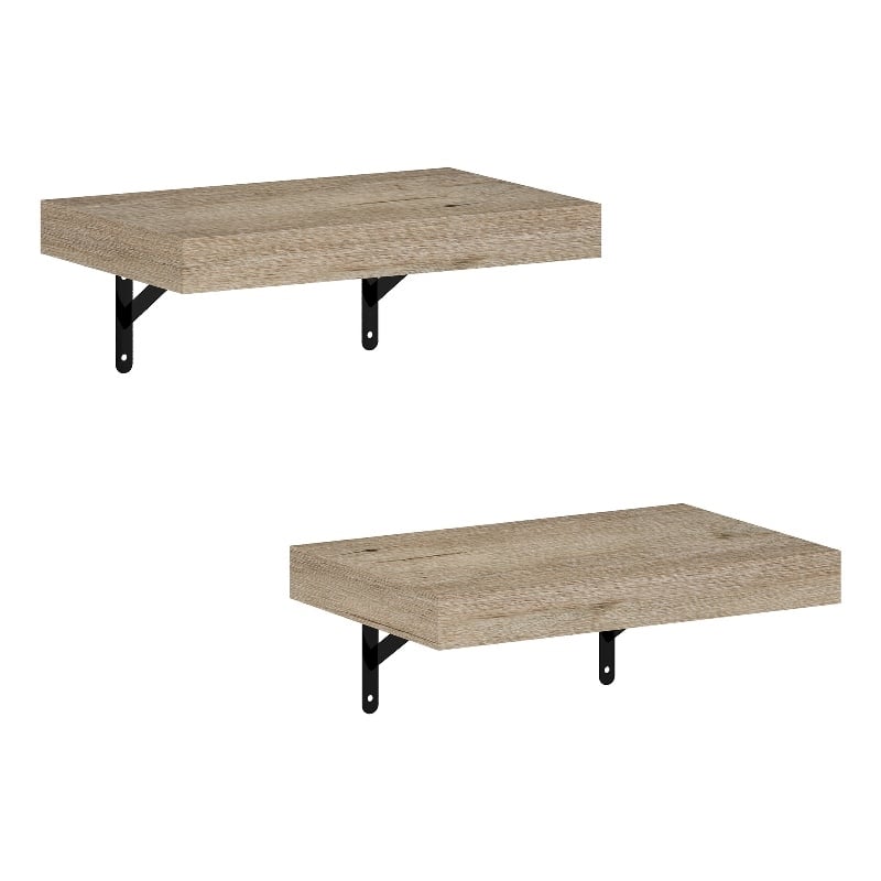 Pemberly Row 15-Inch Wall Mounted Floating Display Shelves in Natural Set of 2