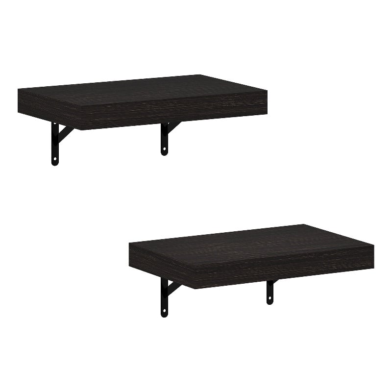 Pemberly Row 15-Inch Wall Mounted Floating Display Shelves in Tobacco Set of 2