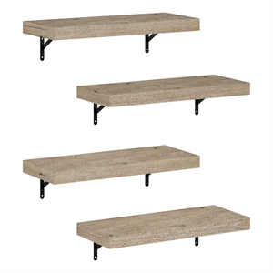 Pemberly Row 22-Inch Wall Mounted Floating Display Shelves in Natural Set of 4