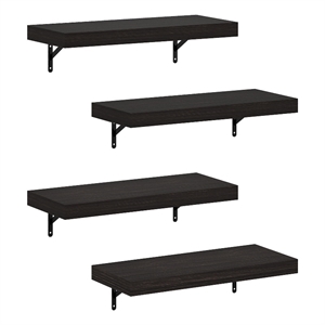 Pemberly Row 22-Inch Wall Mounted Floating Display Shelves in Tobacco Set of 4