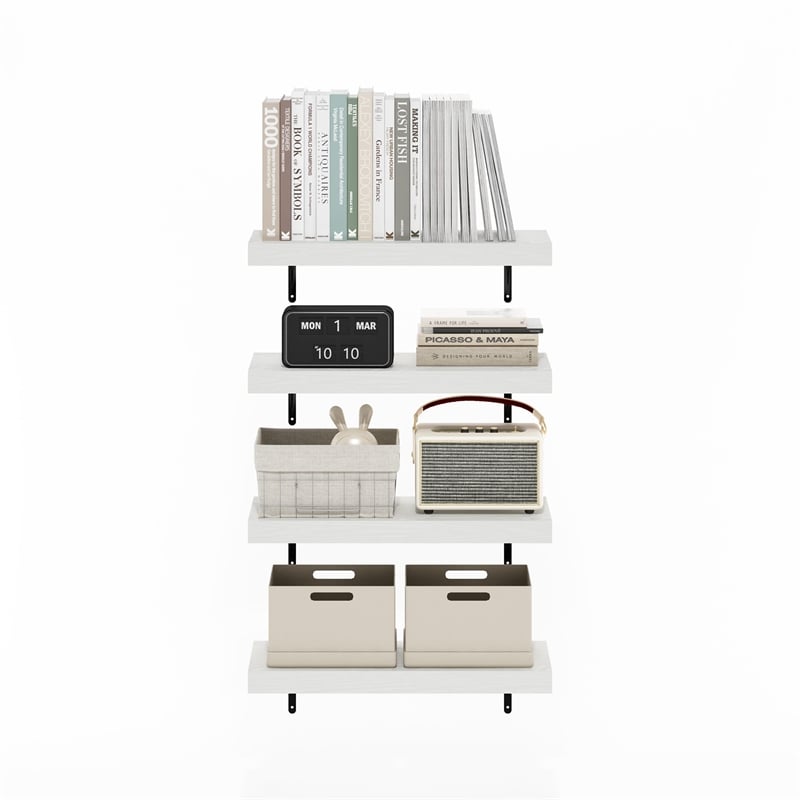 Pemberly Row 22-Inch Wall Mounted Floating Display Shelves in White Set of 4