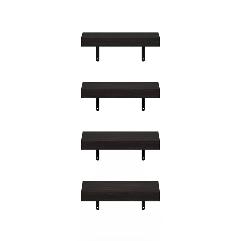 Pemberly Row 15-Inch Wall Mounted Floating Display Shelves in Tobacco Set of 4