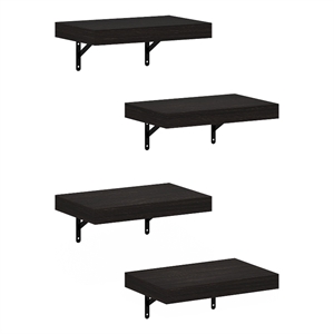 Pemberly Row 15-Inch Wall Mounted Floating Display Shelves in Tobacco Set of 4
