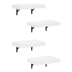 Pemberly Row 15-Inch Wall Mounted Floating Display Shelves in White Set of 4