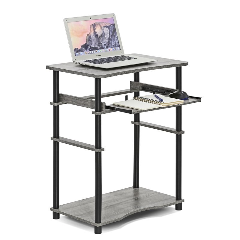 Pemberly Row Wood Laptop/Notebook/Computer Desk in French Oak Gray/Black