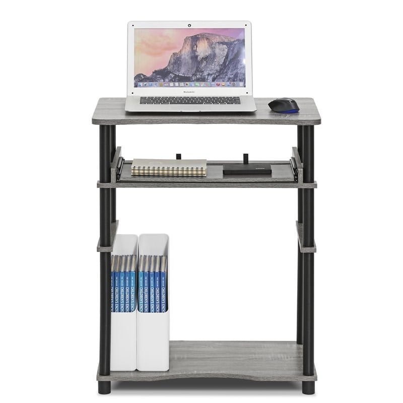 Pemberly Row Wood Laptop/Notebook/Computer Desk in French Oak Gray/Black