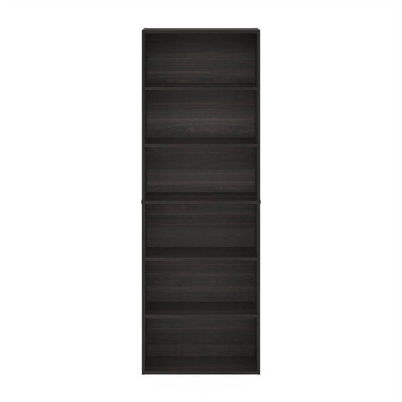 Pemberly Row Free Standing 6-Tier Open Storage Bookcase in Espresso