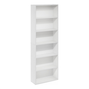 Pemberly Row Free Standing 6-Tier Open Storage Bookcase in White