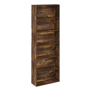 Pemberly Row Free Standing 6-Tier Open Storage Bookcase Amber Pine