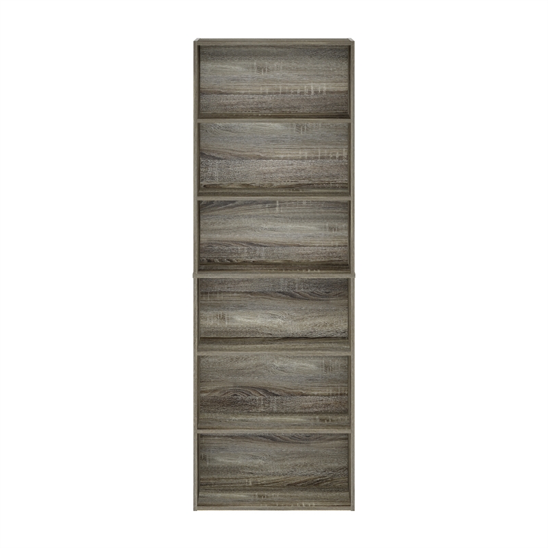 Pemberly Row Free Standing 6-Tier Open Storage Bookcase French Oak